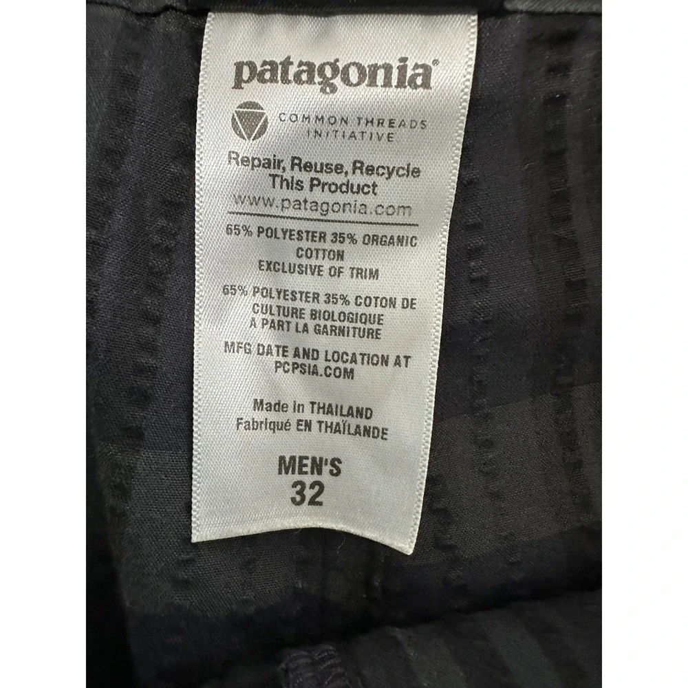 Patagonia Thrift Shorts Mens Size 32 Blue Grey Plaid Seersucker Cotton Blend EUC